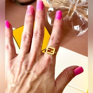 Gold Fendi Adjustable Ring